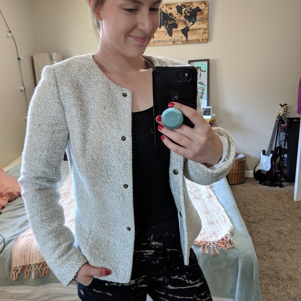 LOFT Button-Up Knit Blazer - Picture 7 of 7